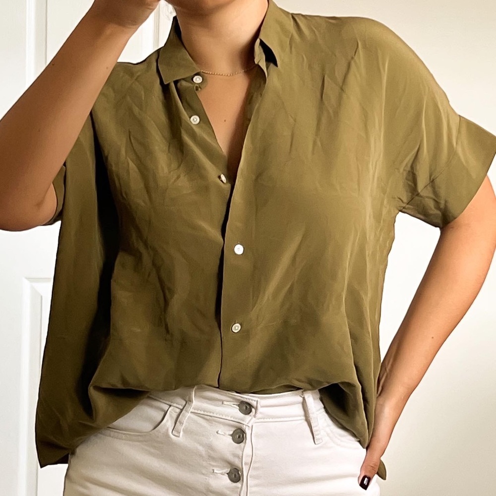 NWT Everlane Silk Square Shirt Size 2